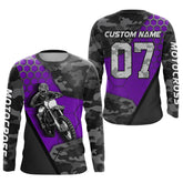 Maxcorners Purple Motocross Jersey Upf30+ Custom Dirt Bike Jersey Mens Women Off-Road Jersey Adult&Kid MT2809