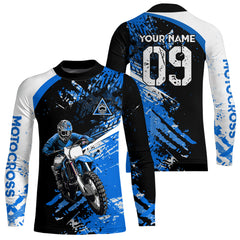Maxcorners Adult&Kid Custom Motocross Jersey Blue UPF30+ MX Racing Biker Off-road Dirt Bike Racewear| MT2809