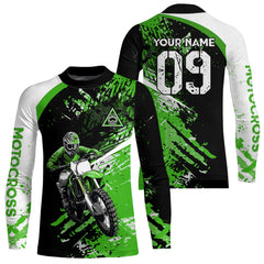Maxcorners Adult&Kid Custom Motocross Jersey Green UPF30+ MX Racing Biker Off-road Dirt Bike Racewear| MT2809