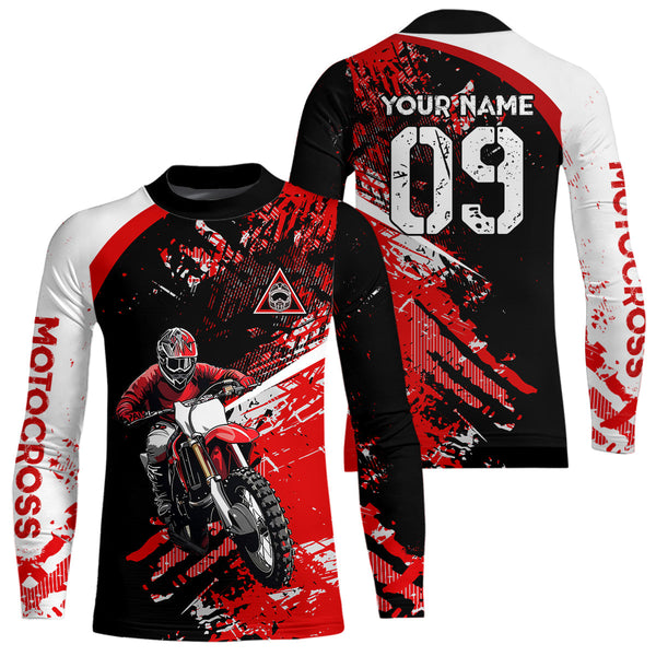 Maxcorners Adult&Kid Custom Motocross Jersey Red UPF30+ MX Racing Biker Off-road Dirt Bike Racewear| MT2809