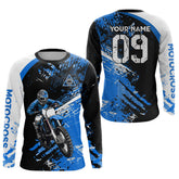 Maxcorners Adult&Kid Custom Motocross Jersey Blue UPF30+ MX Racing Biker Off-road Dirt Bike Racewear| MT2809