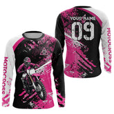 Maxcorners Adult&Kid Custom Motocross Jersey Pink UPF30+ MX Racing Biker Off-road Dirt Bike Racewear| MT2809
