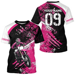 Maxcorners Adult&Kid Custom Motocross Jersey Pink UPF30+ MX Racing Biker Off-road Dirt Bike Racewear| MT2809