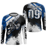 Maxcorners Adult blue custom dirt bike jersey Motocross jersey upf30+ mens women Motocross Shirt| MT2709