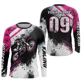 Maxcorners Adult pink custom dirt bike jersey Motocross jersey upf30+ mens women Motocross Shirt| MT2709