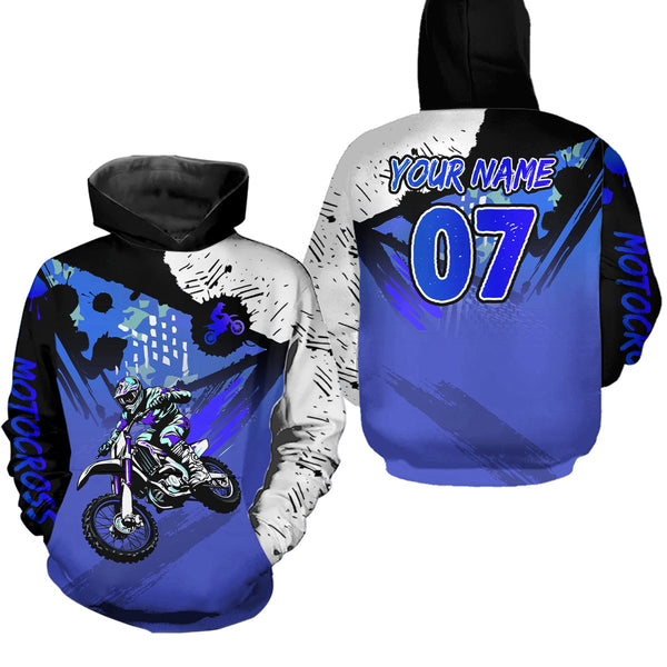 Maxcorners Custom Motocross Jersey Blue Dirt Bike Clothes Upf30+ Mens Women Motorcycle Jersey| MT2709