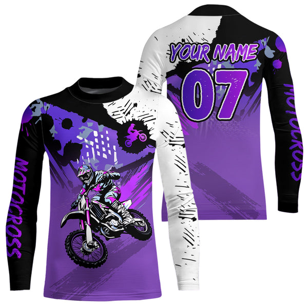Maxcorners Custom Motocross Jersey Purple Dirt Bike Clothes Upf30+ Mens Women Motorcycle Jersey| MT2709