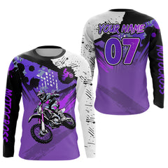 Maxcorners Custom Motocross Jersey Purple Dirt Bike Clothes Upf30+ Mens Women Motorcycle Jersey| MT2709
