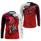 Maxcorners Custom Motocross Jersey Red Dirt Bike Clothes Upf30+ Mens Women Motorcycle Jersey| MT2709