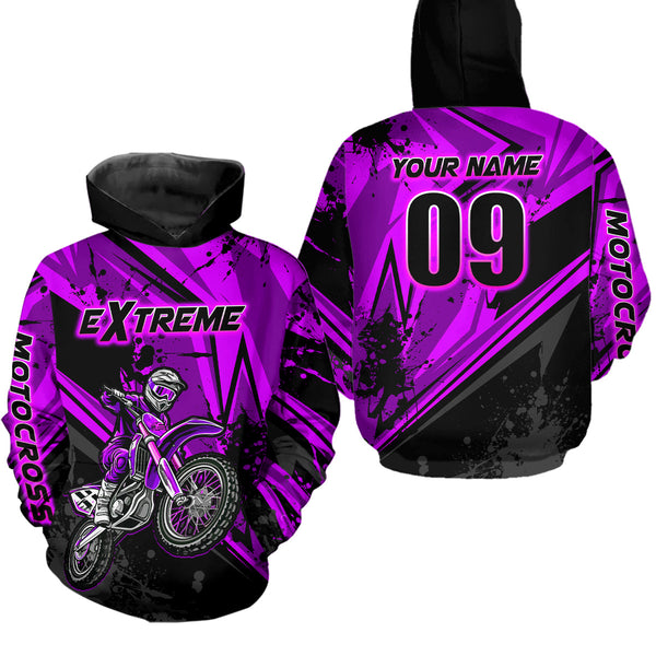 Maxcorners Custom Dirt Bike Jersey Purple Motocross Jersey Upf30+ Mens Women Extreme Racing Shirt| MT2809