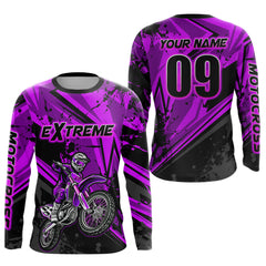 Maxcorners Custom Dirt Bike Jersey Purple Motocross Jersey Upf30+ Mens Women Extreme Racing Shirt| MT2809