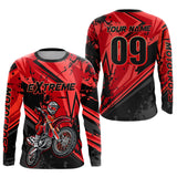 Maxcorners Custom Dirt Bike Jersey Red Motocross Jersey Upf30+ Mens Women Extreme Racing Shirt| MT2809