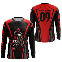 Maxcorners Custom Motocross Jersey Red UPF30+ Dirt Bike Shirt MX Racing Racewear Adult&Kid LM2809