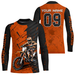 Maxcorners Custom Dirt Bike Jersey Orange Motocross Jersey Upf30+ Mens Women Motocross Shirt| MT2809