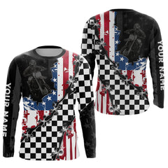 Maxcorners Custom Motocross Jersey for Men Women Upf30+ US Flag Dirt Bike Shirt Motorcycle Jersey| LM2809