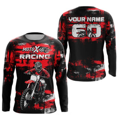 Maxcorners Adult&Kid Red Custom Dirt Bike Jersey Motocross Jersey Upf30+ Mens Women Motocross Shirt| LM2809
