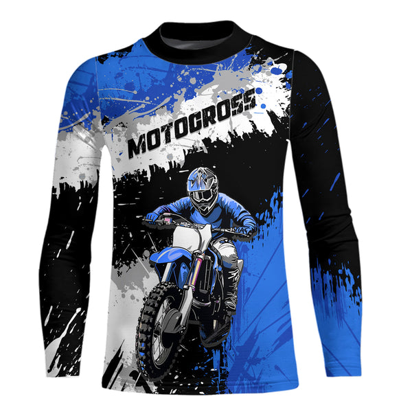 Maxcorners Adult&Kid Blue Custom Motocross Jersey UPF30+ MX Racing Dirt Bike Racewear| MT2809