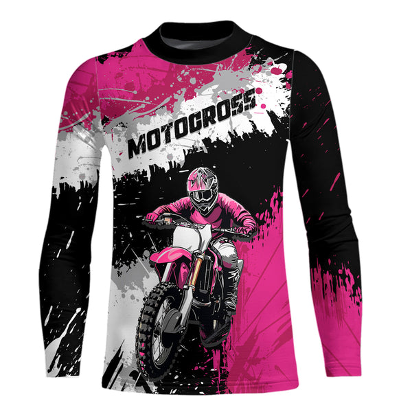 Maxcorners Adult&Kid Pink Custom Motocross Jersey UPF30+ MX Racing Dirt Bike Racewear| MT2809