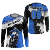 Maxcorners Blue Custom Motocross Jersey UPF30+ MX Racing Dirt Bike Racewear LM2809