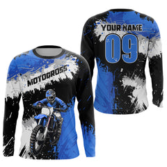 Maxcorners Blue Custom Motocross Jersey UPF30+ MX Racing Dirt Bike Racewear LM2809