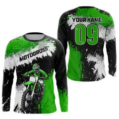 Maxcorners Adult&Kid Green Custom Motocross Jersey UPF30+ MX Racing Dirt Bike Racewear| MT2809