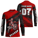 Maxcorners Custom Motocross Jersey Red Mens Women Upf30+ Dirt Bike Jersey Racing Shirt| MT2709