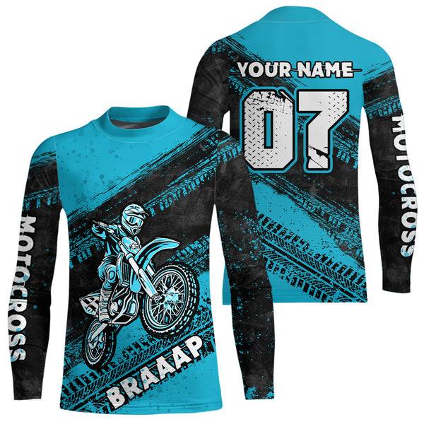 Maxcorners Custom Motocross Jersey Turquoise Mens Women Upf30+ Dirt Bike Jersey Racing Shirt| MT2709