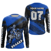 Maxcorners Custom Motocross Jersey Blue Mens Women Upf30+ Dirt Bike Jersey Racing Shirt| MT2709