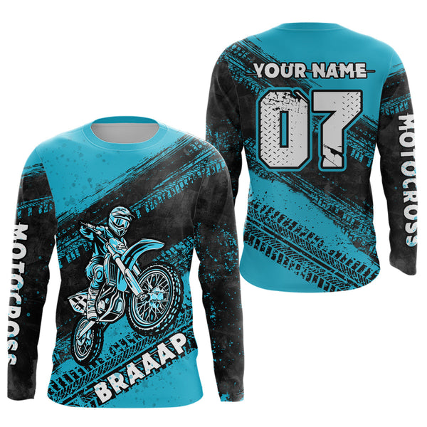 Maxcorners Custom Motocross Jersey Turquoise Mens Women Upf30+ Dirt Bike Jersey Racing Shirt| MT2709