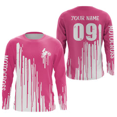 Maxcorners Adult&Kid pink custom dirt bike jersey Motocross jersey upf30+ mens women Motocross Shirt| MT2709