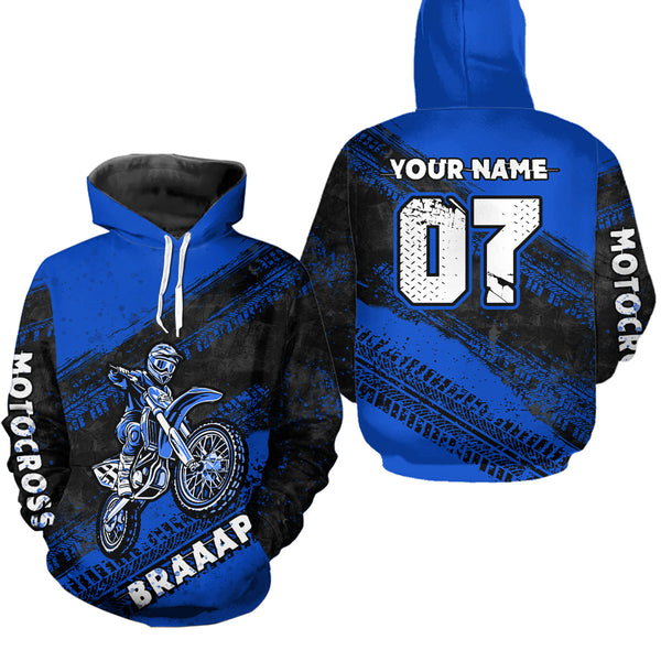 Maxcorners Custom Motocross Jersey Blue Mens Women Upf30+ Dirt Bike Jersey Racing Shirt| MT2709