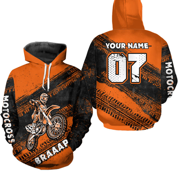 Maxcorners Custom Motocross Jersey Orange Mens Women Upf30+ Dirt Bike Jersey Racing Shirt| MT2709