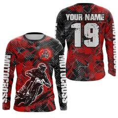 Maxcorners Red Custom Dirt Bike Jersey Motocross Jersey Upf30+ Motocross Shirts LM2809