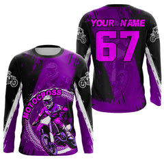 Maxcorners Adult&Kid Purple Custom Motocross Jersey Upf30+ Dirt Bike Jersey Mens Women Motocross Shirt LM2809