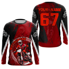 Maxcorners Adult&Kid Red Custom Motocross Jersey Upf30+ Dirt Bike Jersey Mens Women Motocross Shirt LM2809