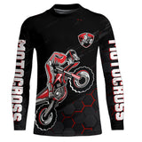 Maxcorners Motocross Jersey Upf30+ Custom Dirt Bike Jersey Mens Women Off-Road Jersey Adult&Kid MT2809 Red