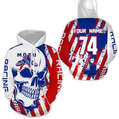 Maxcorners Custom Dirt Bike Hoodie Skull Motocross Hooded Jersey Mens Women Youth Motorcycle Hoodie LM2809