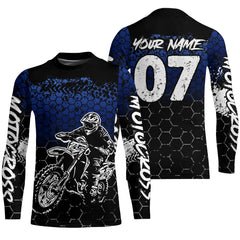 Maxcorners Blue Motocross Jersey Upf30+ Custom Dirt Bike Jersey Mens Women Off-Road Jersey Adult&Kid| MT2709