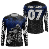 Maxcorners Blue Motocross Jersey Upf30+ Custom Dirt Bike Jersey Mens Women Off-Road Jersey Adult&Kid| MT2709