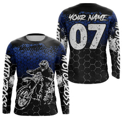 Maxcorners Blue Motocross Jersey Upf30+ Custom Dirt Bike Jersey Mens Women Off-Road Jersey Adult&Kid| MT2709