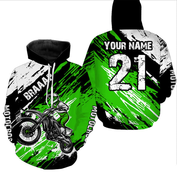 Maxcorners Adult&Kid green custom dirt bike jersey Motocross jersey mens women braaap motocross shirt| MT2709