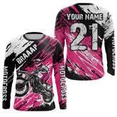 Maxcorners Adult&Kid pink custom dirt bike jersey Motocross jersey mens women braaap motocross shirt| MT2709