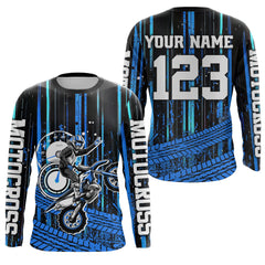 Maxcorners Blue Motocross Jersey Upf30+ Custom Dirt Bike Jersey Mens Women Off-Road Jersey LM2809