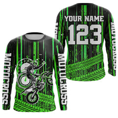 Maxcorners Green Motocross Jersey Upf30+ Custom Dirt Bike Jersey Mens Women Off-Road Jersey LM2809
