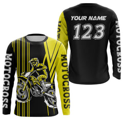 Maxcorners Custom Yellow Motocross Jersey Upf30+ Mens Women Dirt Bike Shirt Off Road Jersey LM2809