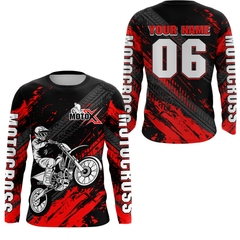 Maxcorners Red Motocross Jersey Upf30+ Custom Dirt Bike Jersey Mens Women Off-Road Jersey Adult&Kid| LM2809