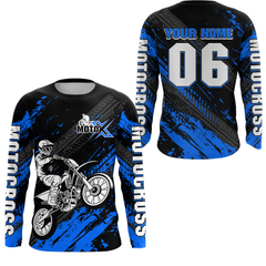 Maxcorners Blue Motocross Jersey Upf30+ Custom Dirt Bike Jersey Mens Women Off-Road Jersey Adult&Kid| LM2809