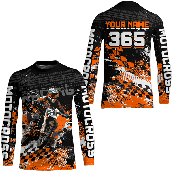 Maxcorners Orange Dirt Bike Jersey Motocross Jersey Upf30+ Custom Mens Women Off-Road Jersey MT2809