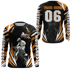 Maxcorners Adult&Kid Custom Orange Motocross Jersey for Men Women Upf30+ Extreme Dirt Bike Shirt| LM2809