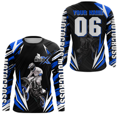 Maxcorners Custom Blue Motocross Jersey for Men Women Extreme Dirt Bike Shirt| LM2809